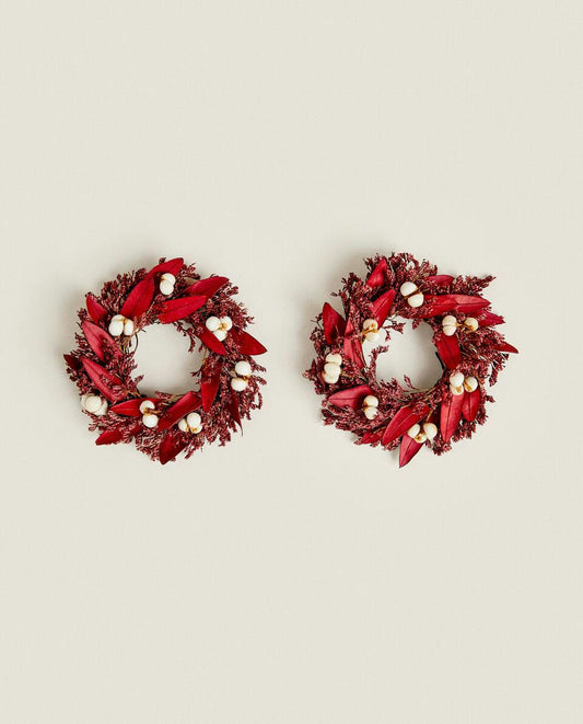 PACK OF DRIED CHRISTMAS FLOWER NAPKIN RINGS (PACK OF 2)