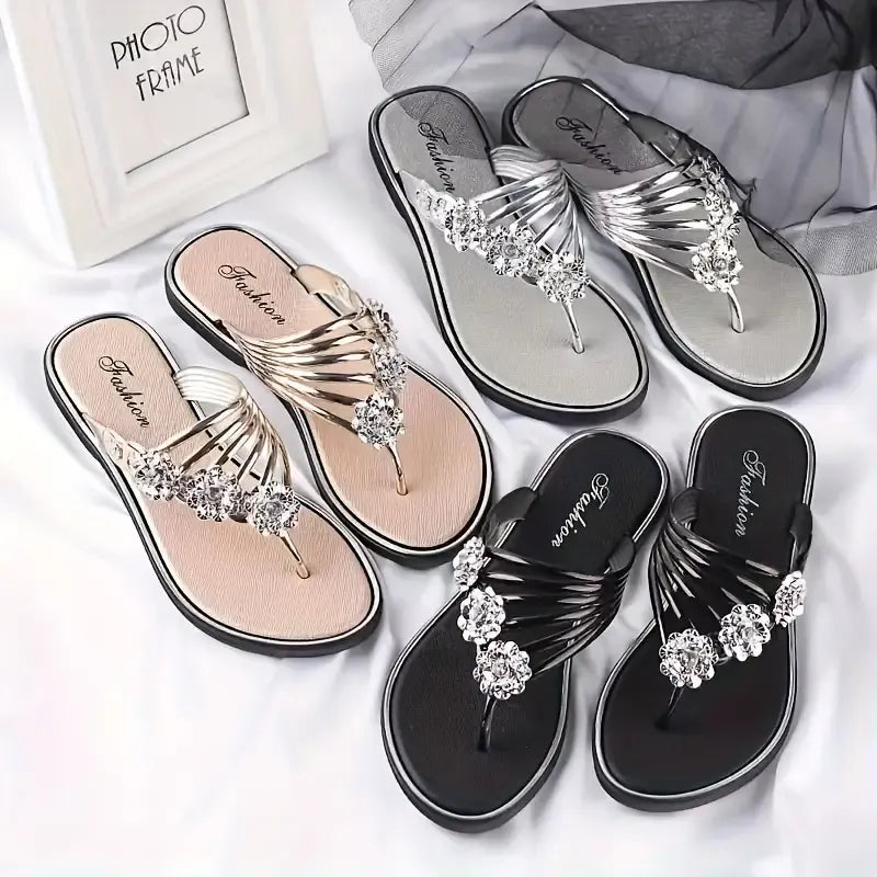 š„LAST DAY 50% OFF - Women's Floral Flat Fashionable Open Toe Non Slip Flip Flops