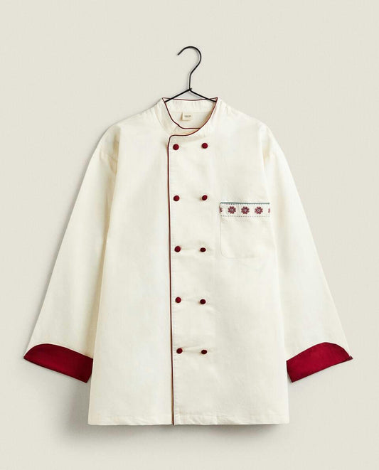 ADULT CHRISTMAS COTTON AND LINEN CHEF JACKET
