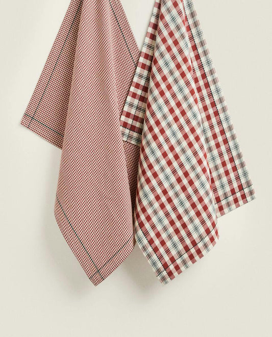 CHECK COTTON TEA TOWELS (PACK OF 2)