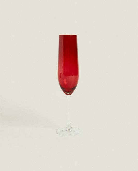CHRISTMAS CRYSTALLINE COLOURED FLUTE GLASS
