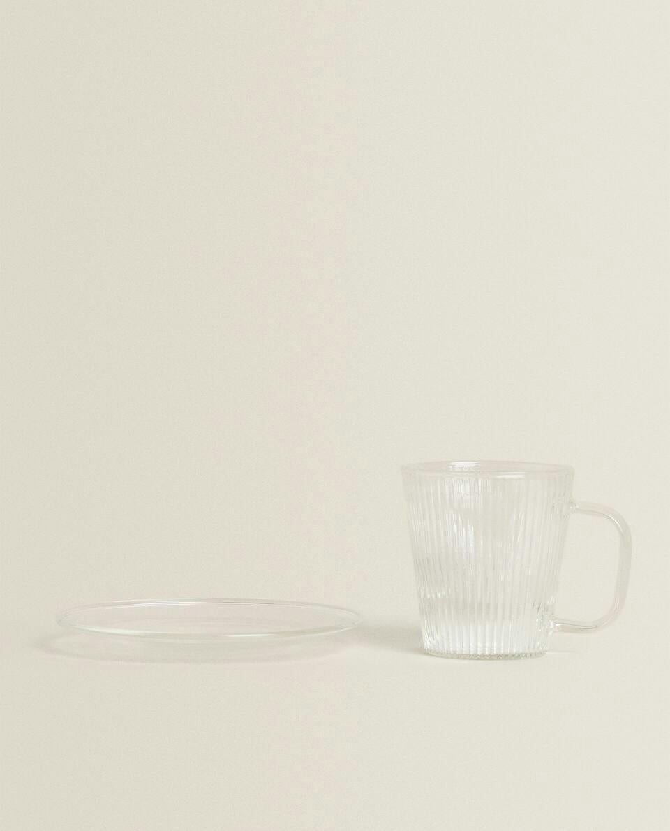 BOROSILICATE GLASS COFFEE CUP AND SAUCER