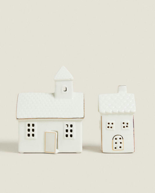 CERAMIC CHRISTMAS HOUSE DECORATION WITH LIGHT