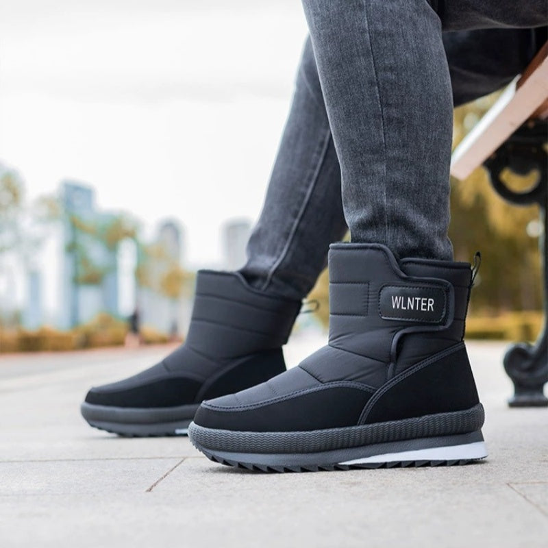 (Limited Time Sale 70%off)Men's Thick Warm Orthopedic Support Wide Toe Snow Boots Non-slip Waterproof Anti-skid Fur Lined Winter Boots