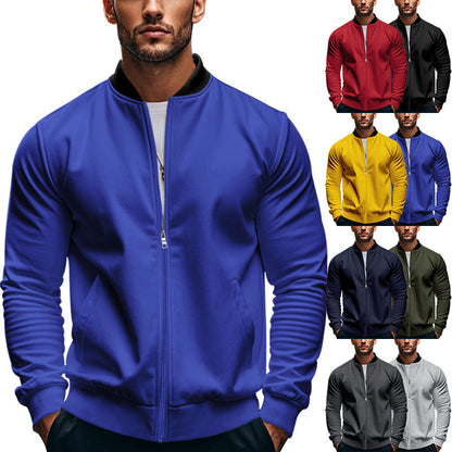 Men's Casual Lapel Zipper Baseball Jacket