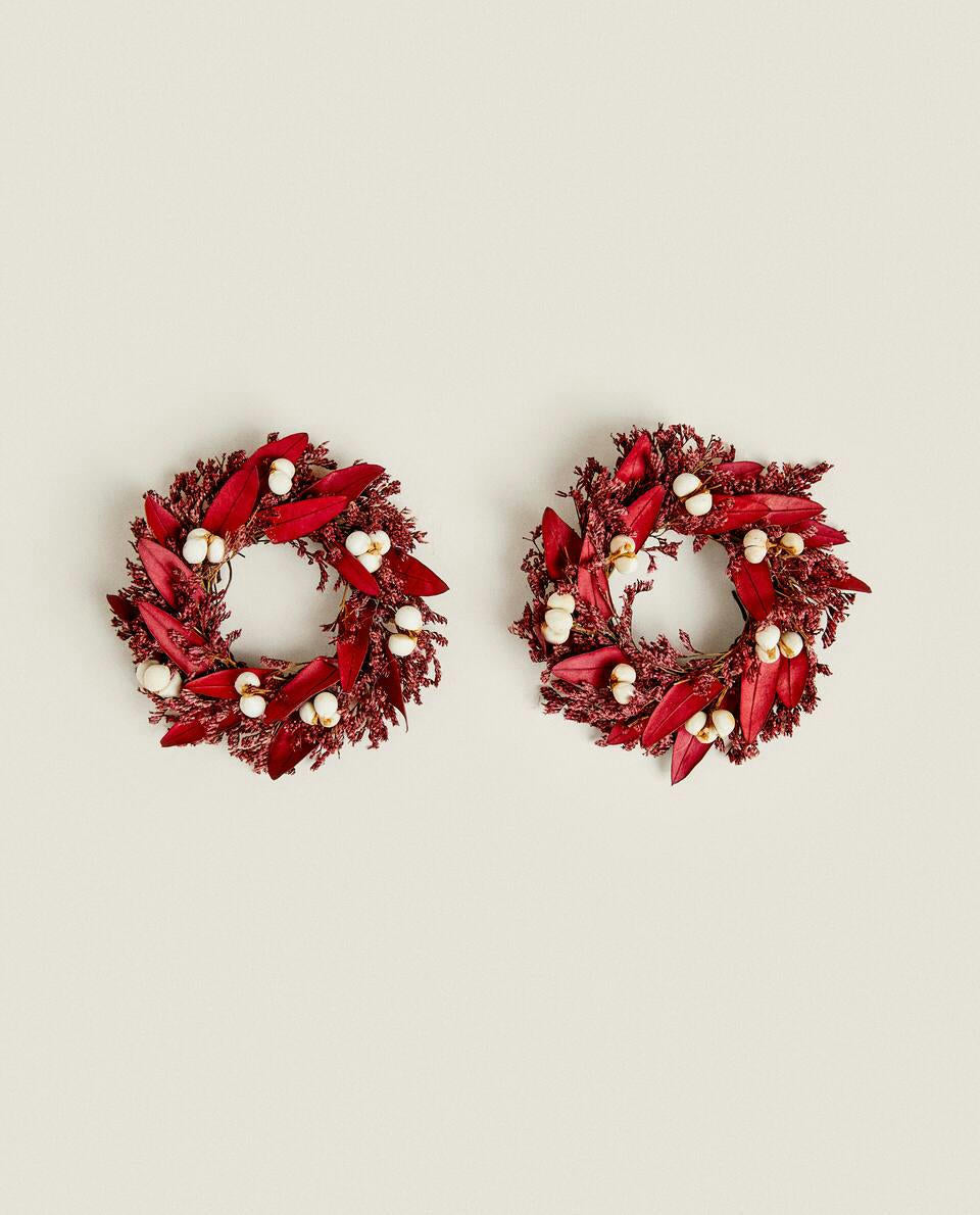 PACK OF DRIED CHRISTMAS FLOWER NAPKIN RINGS (PACK OF 2)