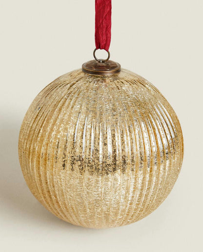 STRIPED CHRISTMAS BAUBLE DECORATION WITH BOW