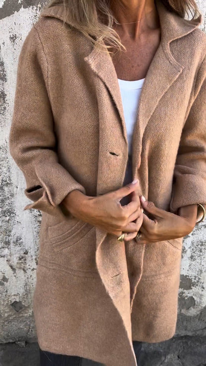 Casual Lapel Wool Single Breasted Long Coat