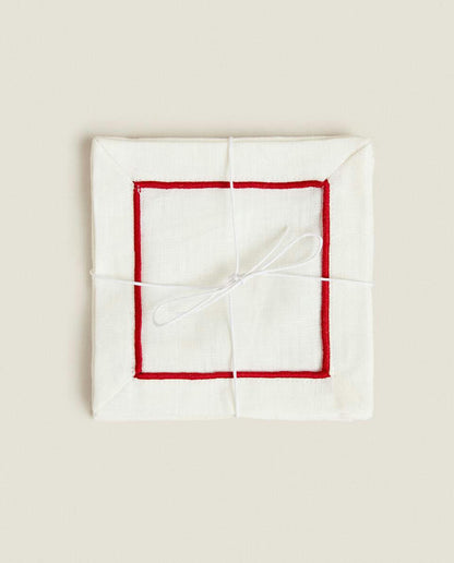 PACK OF LINEN CHRISTMAS COASTERS (PACK OF 2)