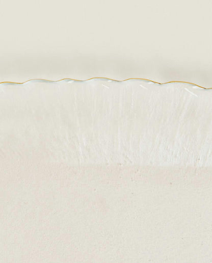 CHRISTMAS GLASS DESSERT PLATE WITH GOLD RIM