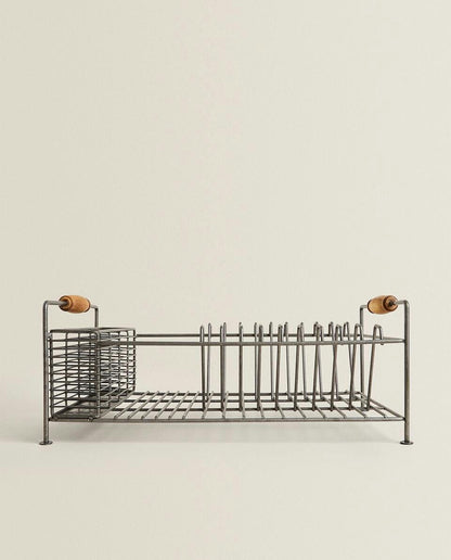 IRON AND ACACIA WOOD DRYING RACK