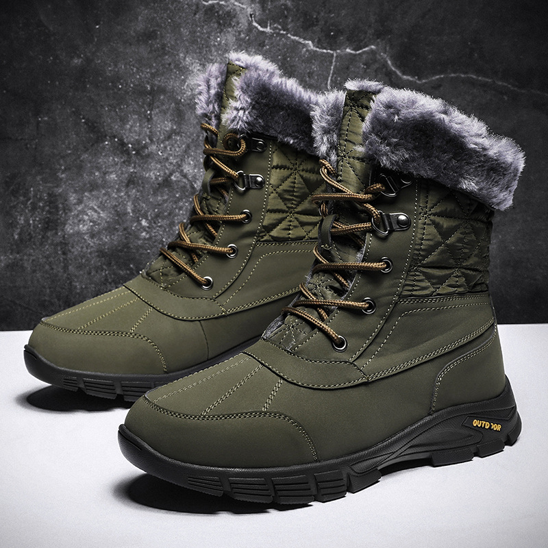 (Limited Time Sale 49%off)Men's Winter Warm Thick Leather Platform Fur Lined Snow Boots Waterproof Non-slip Wear-resistant Winter Boots