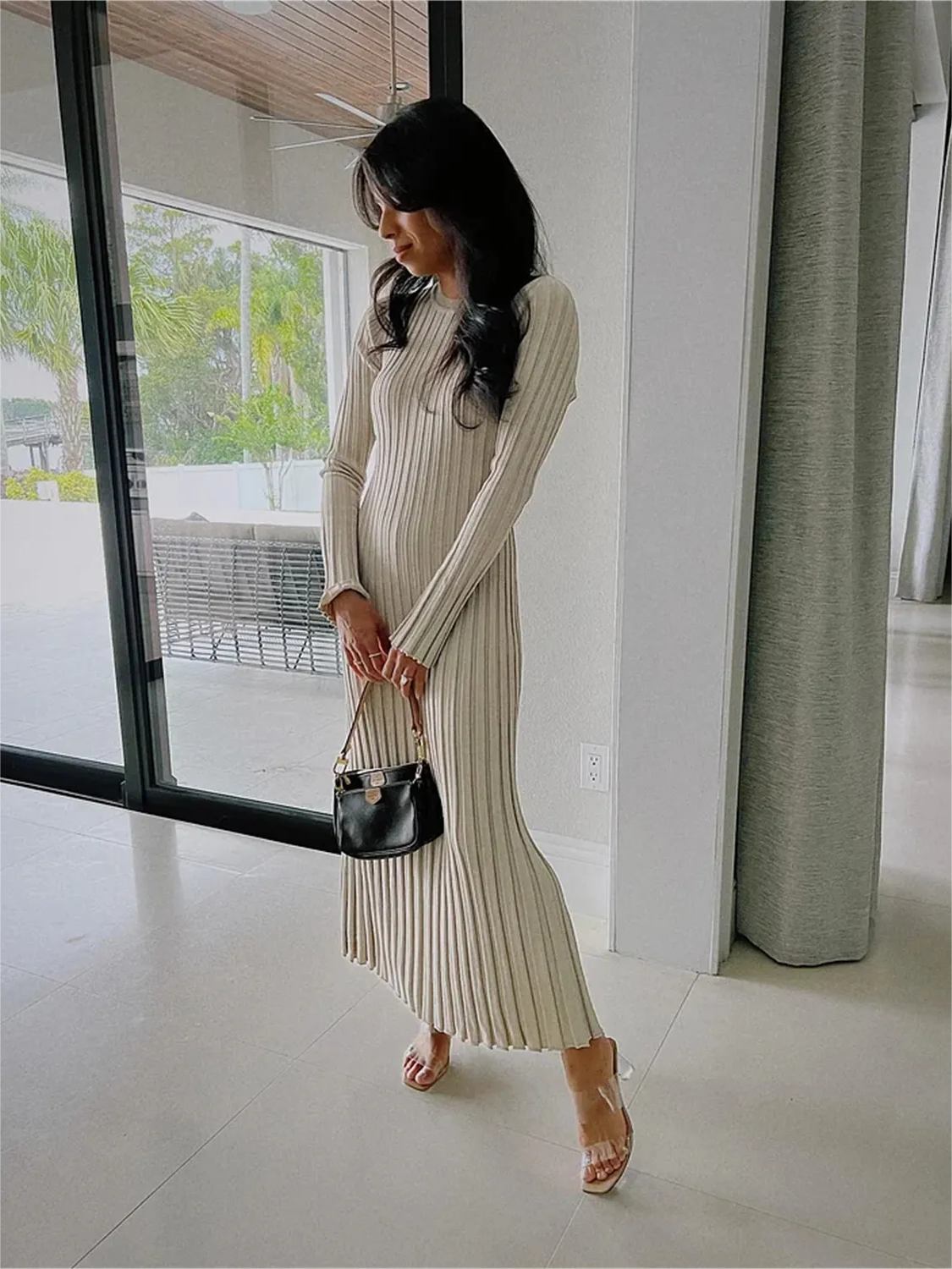 Fall New Sleeved Knit Midi Dress (Buy 2 Free Shipping)