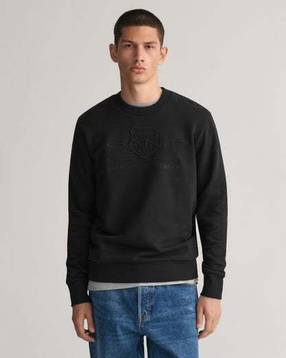 Men's Tonal Shield Crew Neck Sweatshirt - BLACK