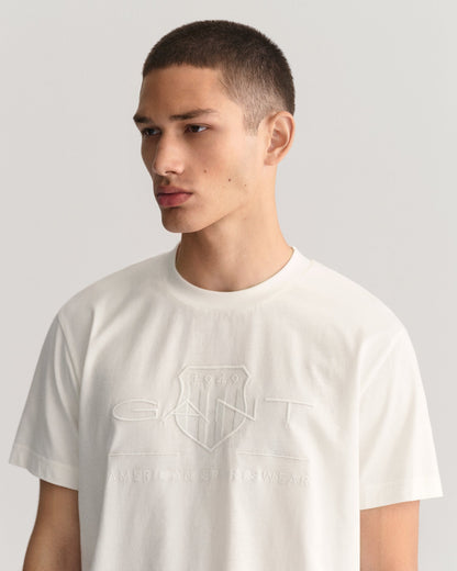 Men's Tonal Shield T-Shirt - EGGSHELL