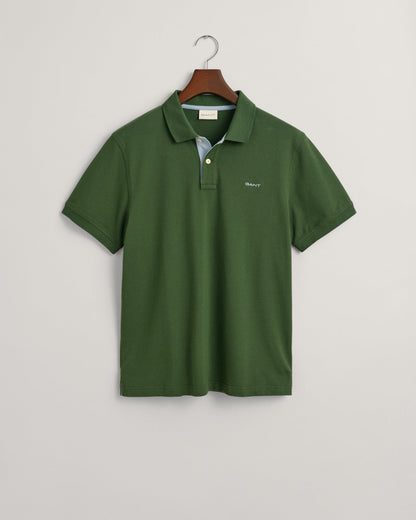 Men's Contrast Piqué Polo Shirt - PINE GREEN