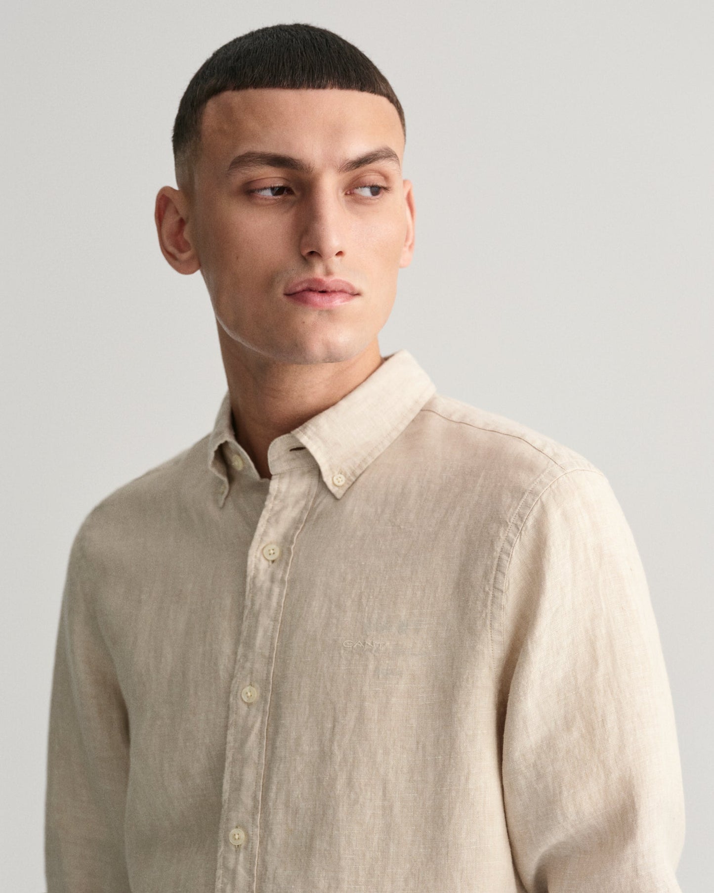 Men's Slim Fit Linen Shirt - DRY SAND