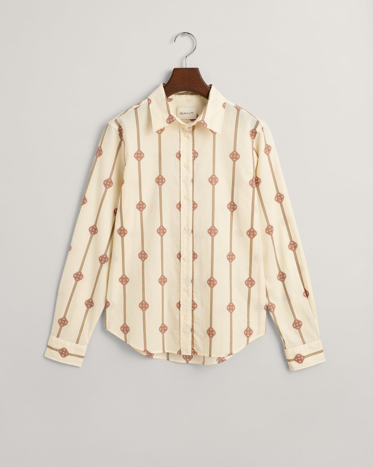 Women's Regular Fit Monogram Striped Cotton Voile Shirt - DARK KHAKI