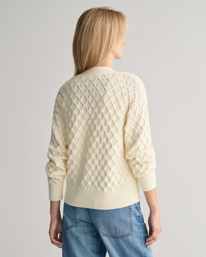 Women's Textured Knit Cardigan - CREAM