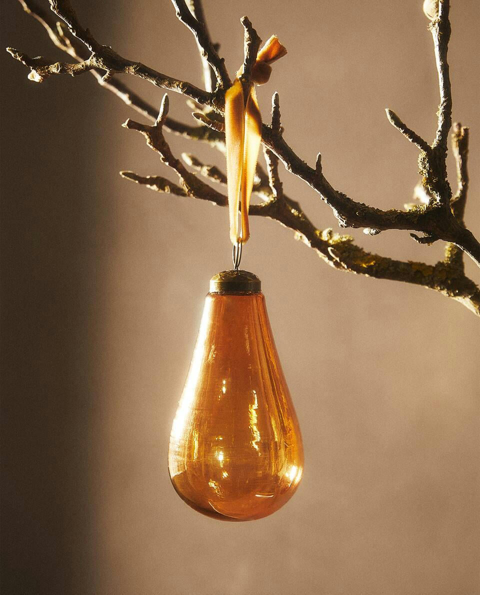 GLASS PEAR CHRISTMAS DECORATION