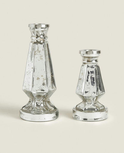 GEOMETRIC GLASS CHRISTMAS CANDLESTICK