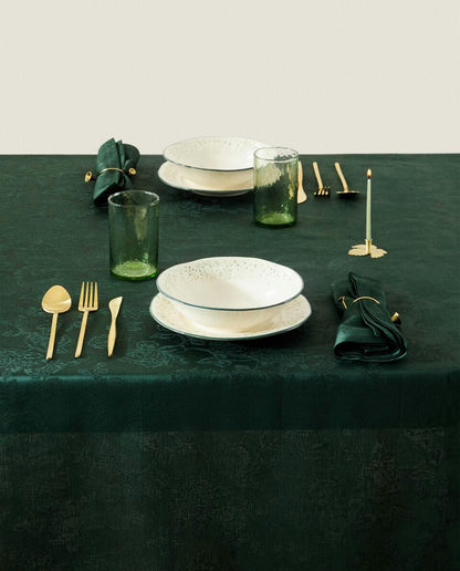 CHRISTMAS FLORAL JACQUARD TABLECLOTH