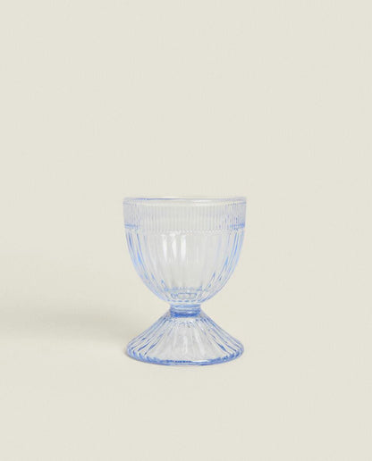 GLASS EGG CUP WITH RAISED DETAIL