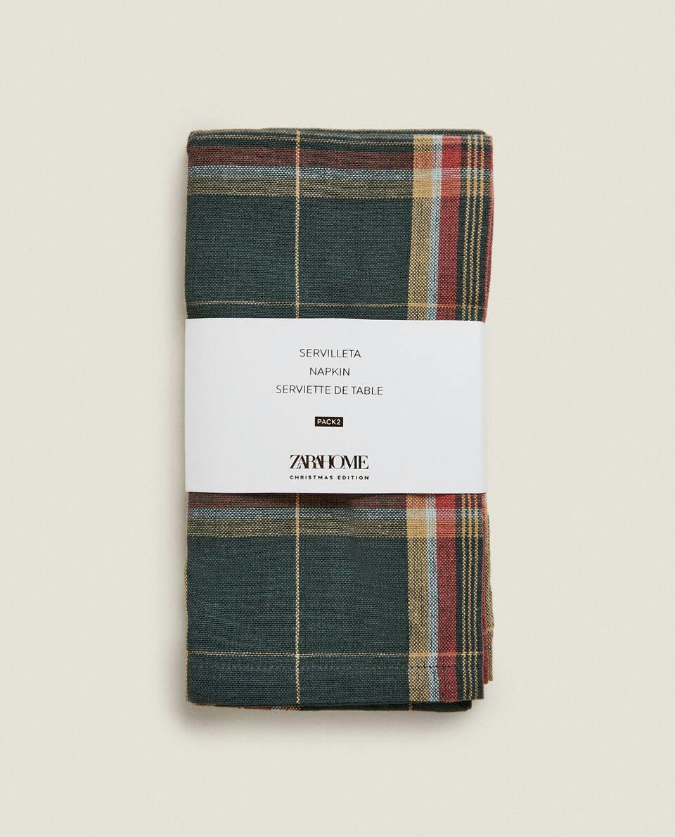PACK OF TARTAN COTTON CHRISTMAS NAPKINS (PACK OF 2)