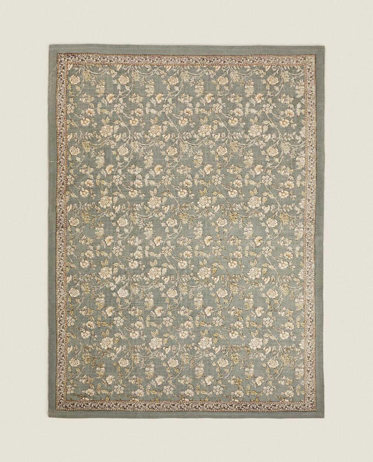 FLORAL PRINT BLOCK RUG