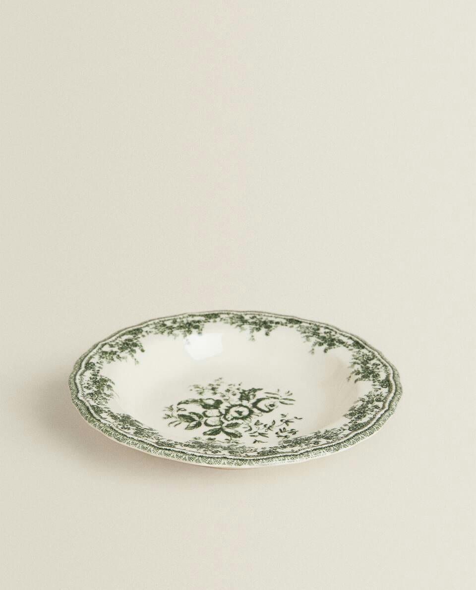 FLORAL EARTHENWARE SOUP PLATE