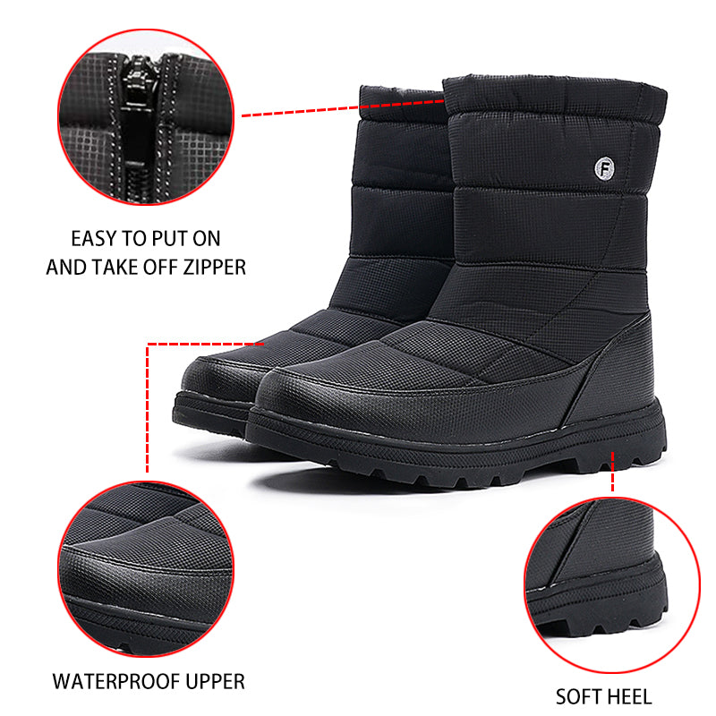 (Limited Time 70% Discount Event) Men's 2024 Winter New Style WarmWaterproof Non-Slip Puncture-Resistant One-Step Snow Boots Orthopedic Ankle Support Wide Toe Arch Support Hiking Boots