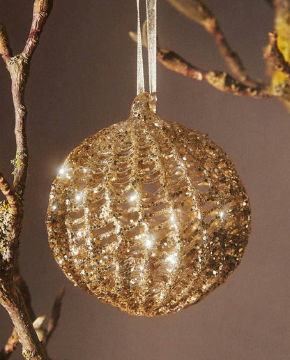 GLITTERY GLASS CHRISTMAS BAUBLE DECORATION