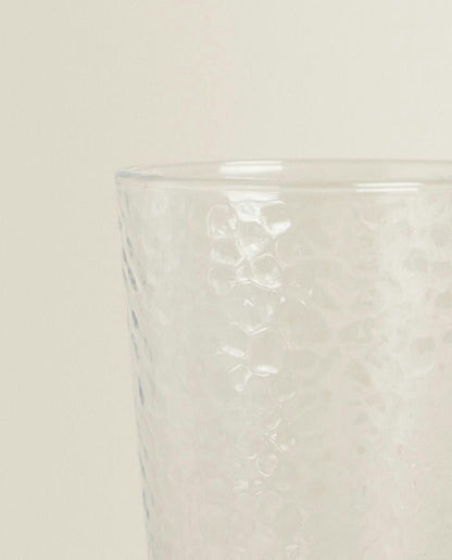 RAISED-DESIGN GLASS SOFT DRINK TUMBLER