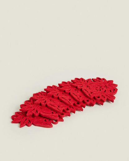 PACK OF FLORAL FELT CHRISTMAS COASTERS (PACK OF 6)