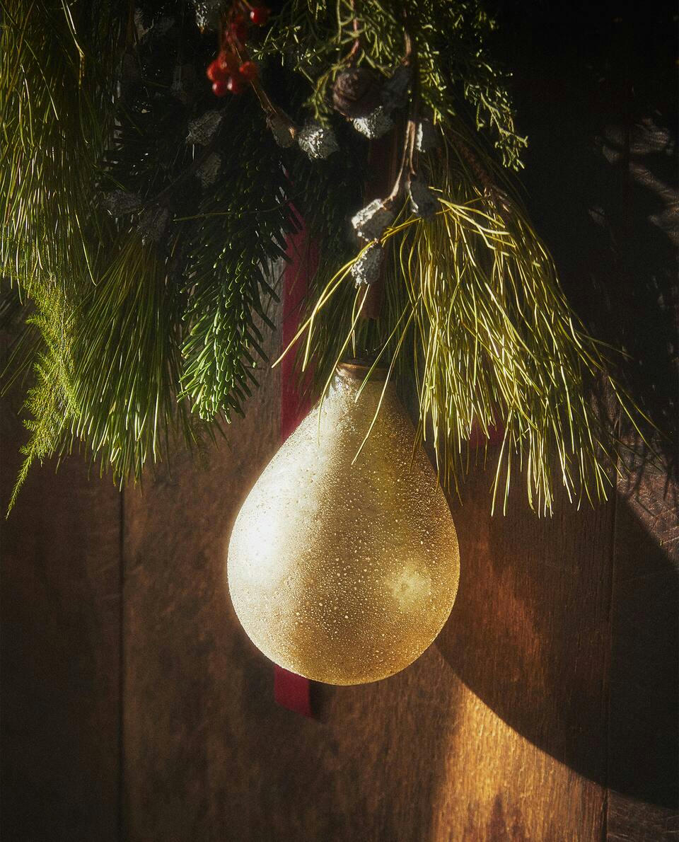 MERCURISED GLASS CHRISTMAS PEAR DECORATION