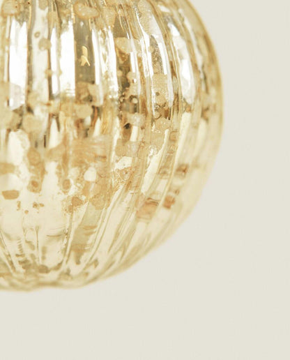CRACKLED STRIPED CHRISTMAS BAUBLE DECORATION