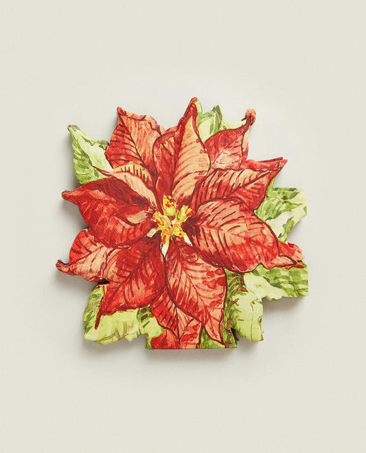 PACK OF CHRISTMAS POINSETTIA PAPER NAPKINS (PACK OF 20)