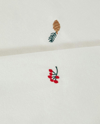 COTTON TABLECLOTH WITH CHRISTMAS BRANCH EMBROIDERY