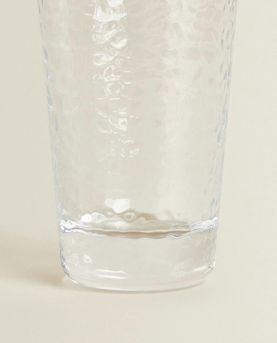 RAISED-DESIGN GLASS SOFT DRINK TUMBLER