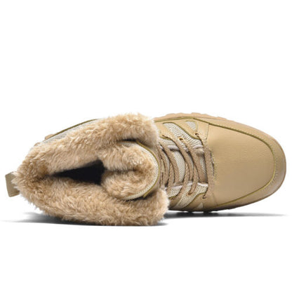 Men's Genuine Leather Warm Snow Boots Waterproof Non-Slip Winter Hiking Boots