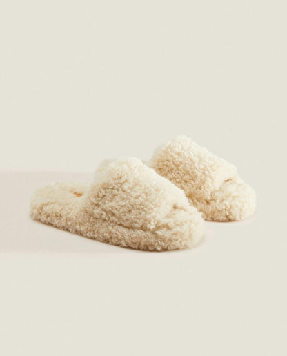 FAUX FUR PLATFORM SLIDER SLIPPERS