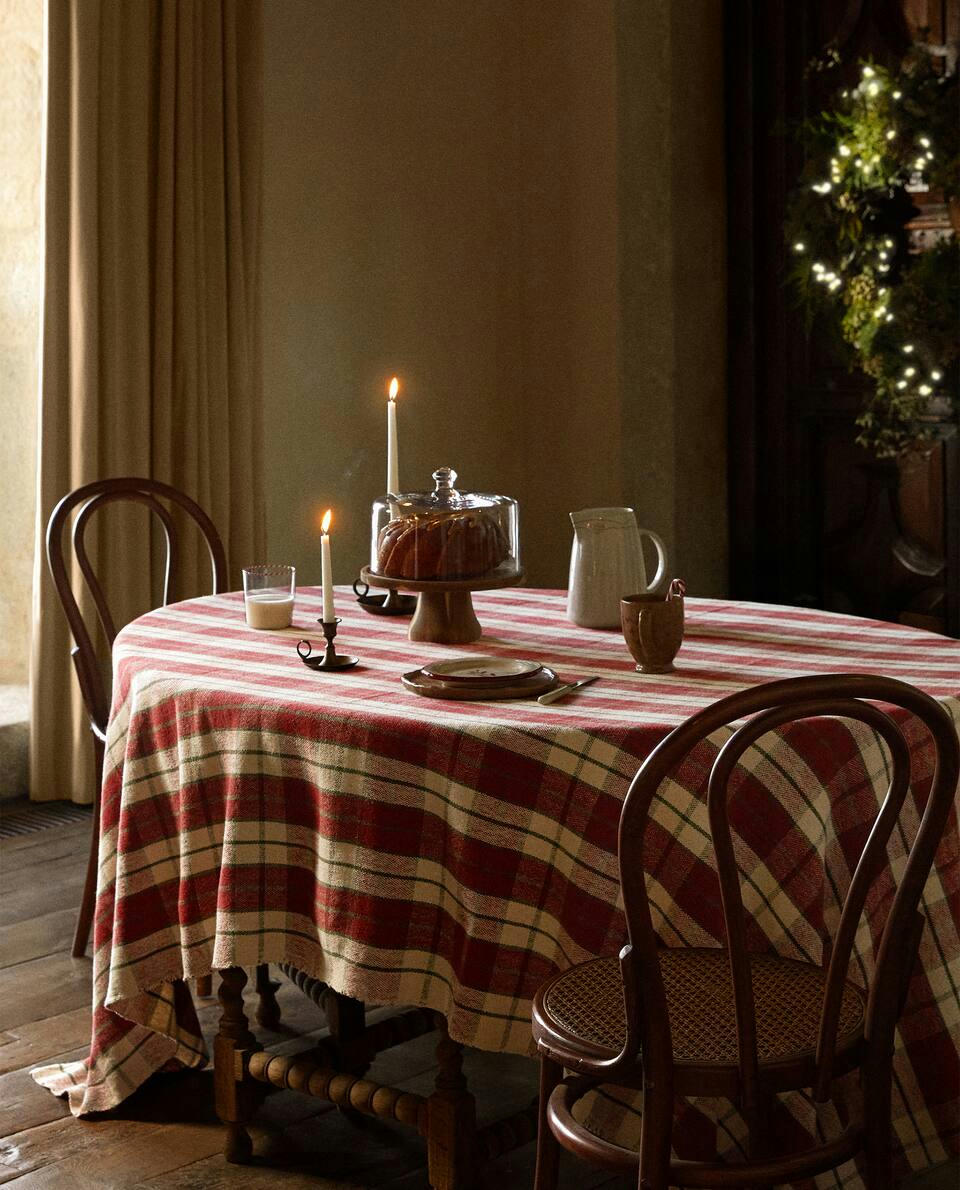 CHRISTMAS TARTAN COTTON TABLECLOTH
