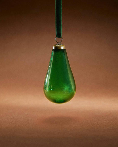 GLASS PEAR CHRISTMAS DECORATION