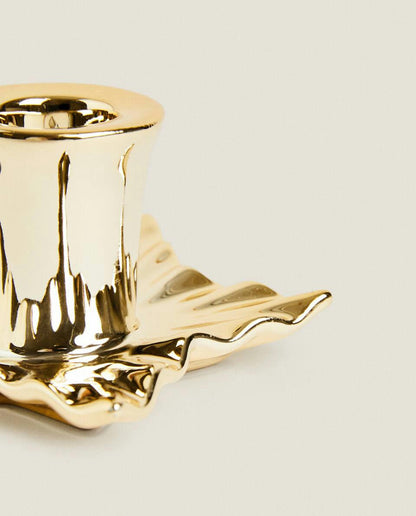 CHRISTMAS LEAF CANDLEHOLDER WITH RIM