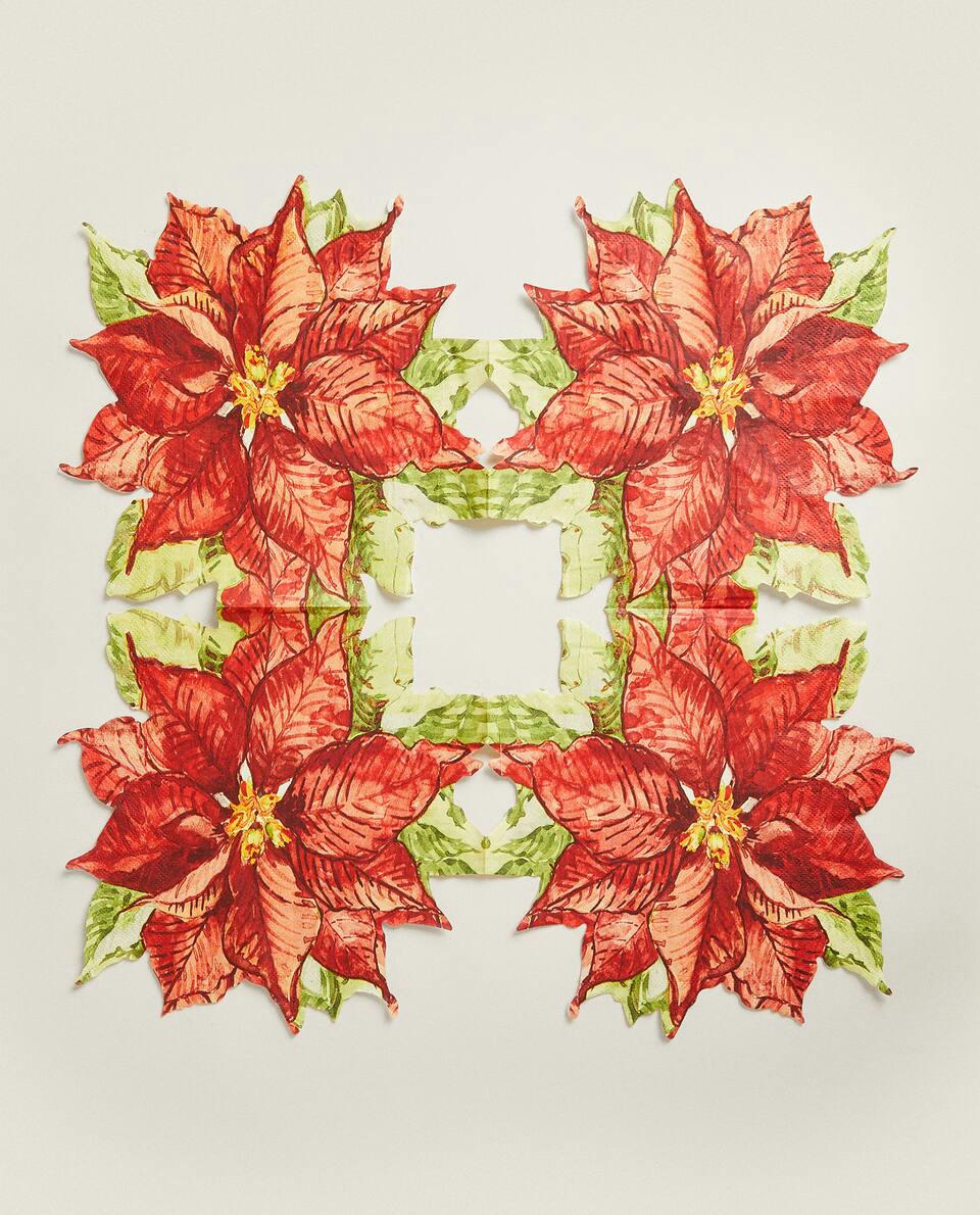 PACK OF CHRISTMAS POINSETTIA PAPER NAPKINS (PACK OF 20)