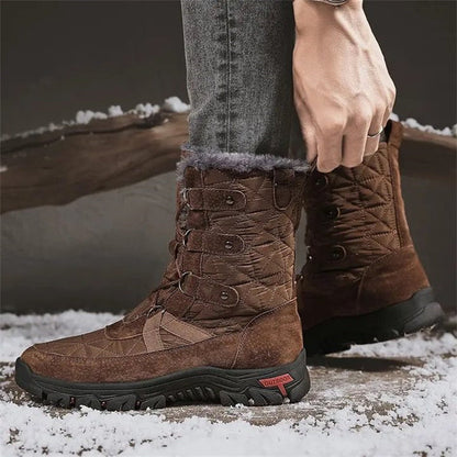 HOT SALE-Men's Genuine Leather Comfortable Snow Boots Warm Boots Combat Boots
