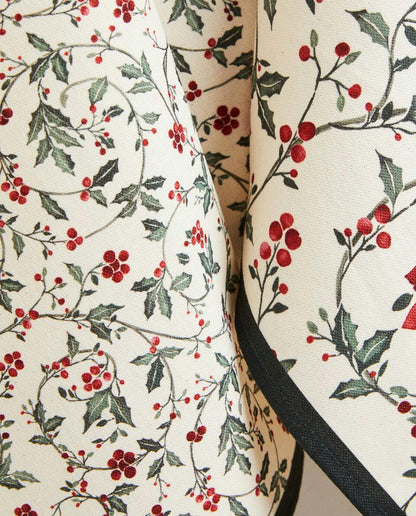PACK OF COTTON CHRISTMAS HOLLY TEA TOWELS (PACK OF 2)