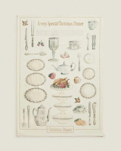 PACK OF COTTON CHRISTMAS DINNER TEA TOWELS (PACK OF 2)