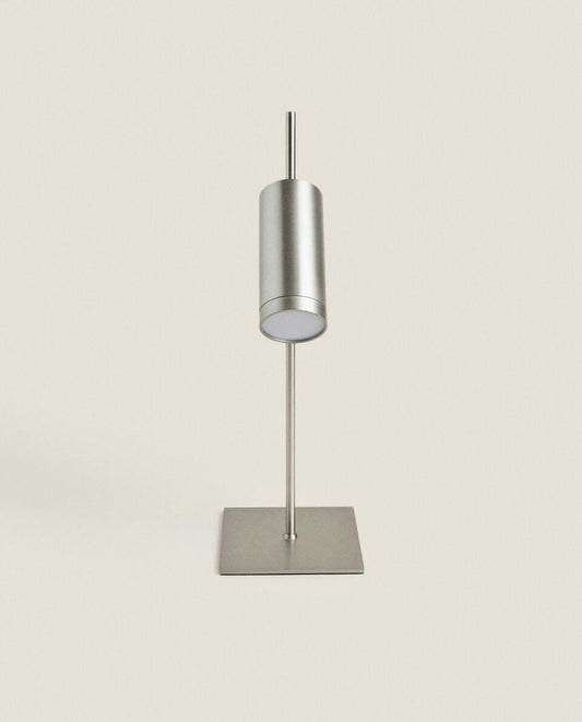 SILVER METAL USB RECHARGEABLE DESK LAMP