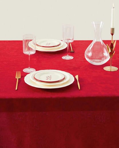 CHRISTMAS FLORAL JACQUARD TABLECLOTH